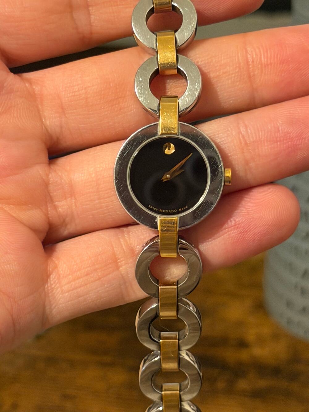 Movado Esperanza 0606045 Two Tone Black Museum Dial 24mm Women’s Watch